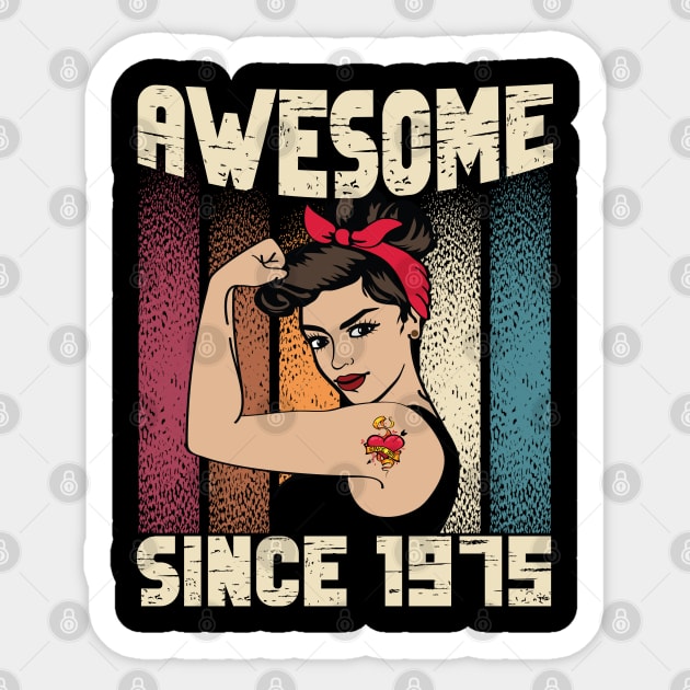Awesome since 1975,47th Birthday Gift women 47 years old Birthday Sticker by JayD World